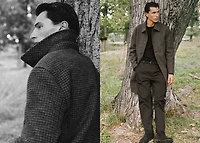 Long coat with check-print structure