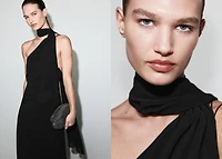 Asymmetrical dress with scarf