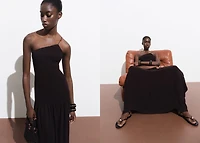 Asymmetrical dress with gathered body