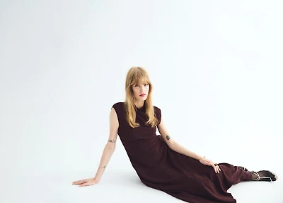 A-line turtleneck dress