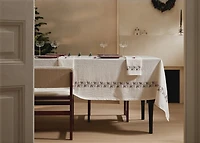 Ramie cotton tablecloth with embroidered details for 6 to 8 diners