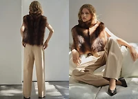 Straight-leg pleated denim trousers