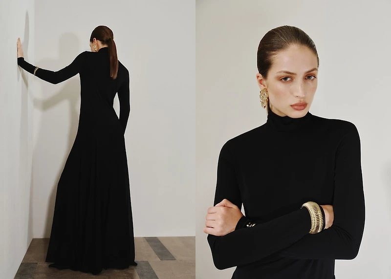A-line turtleneck dress