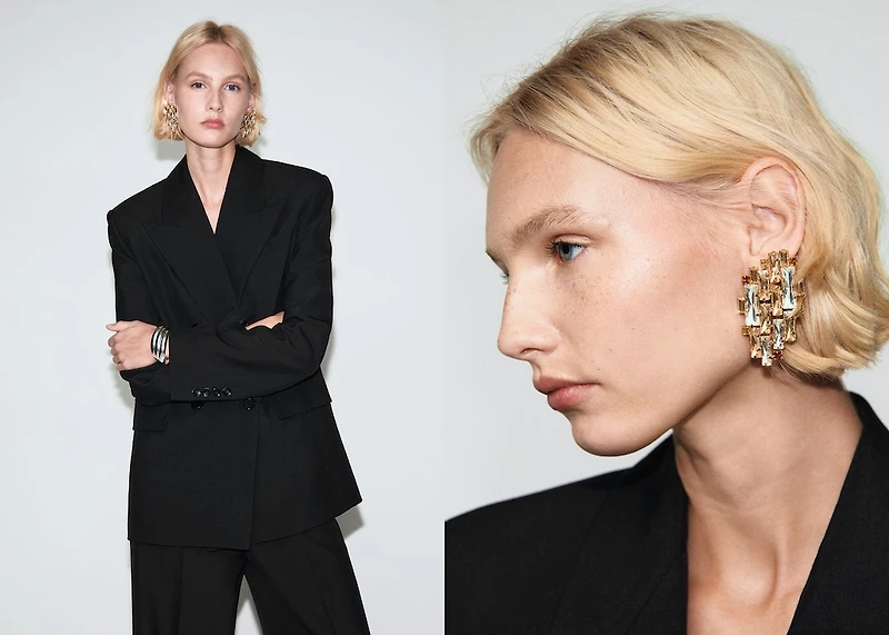 Double-breasted wool blend blazer