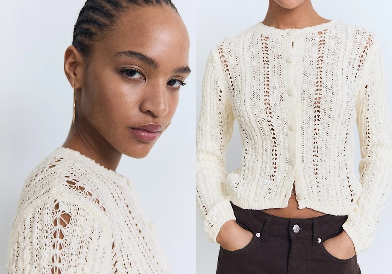 Openwork knit cardigan