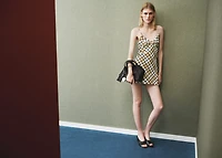 Check neckline dress