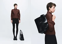 Wool jacket with band collar and pockets