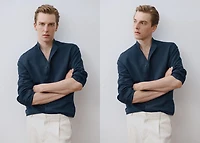 Mao collar linen shirt