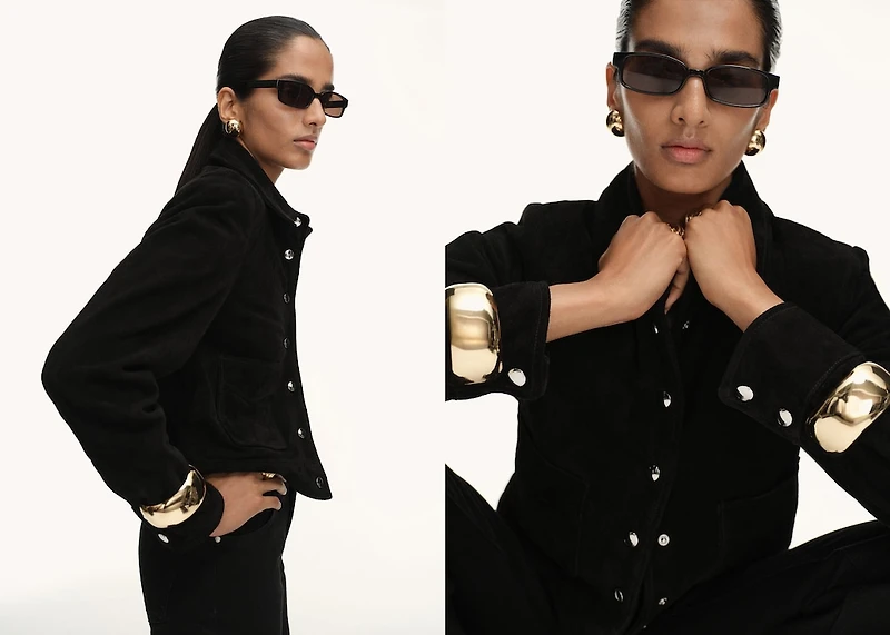 Suede leather jacket with buttons