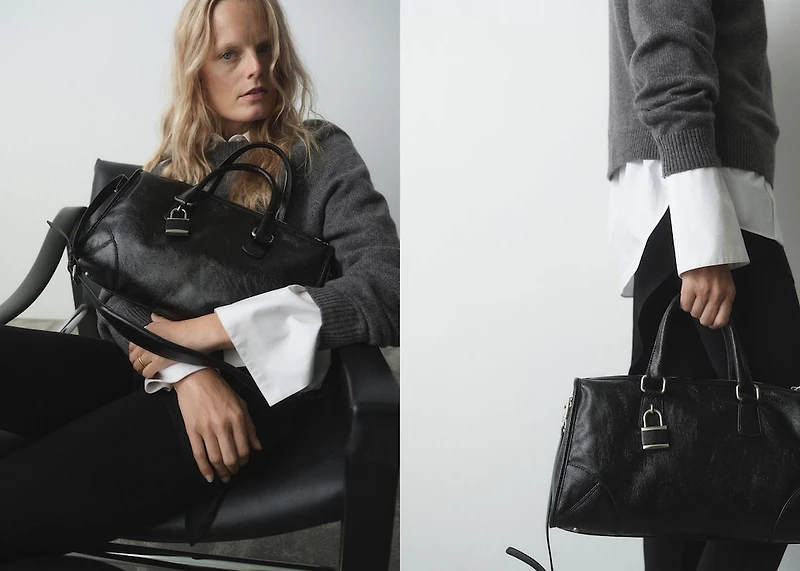 Shiny handbag with handles