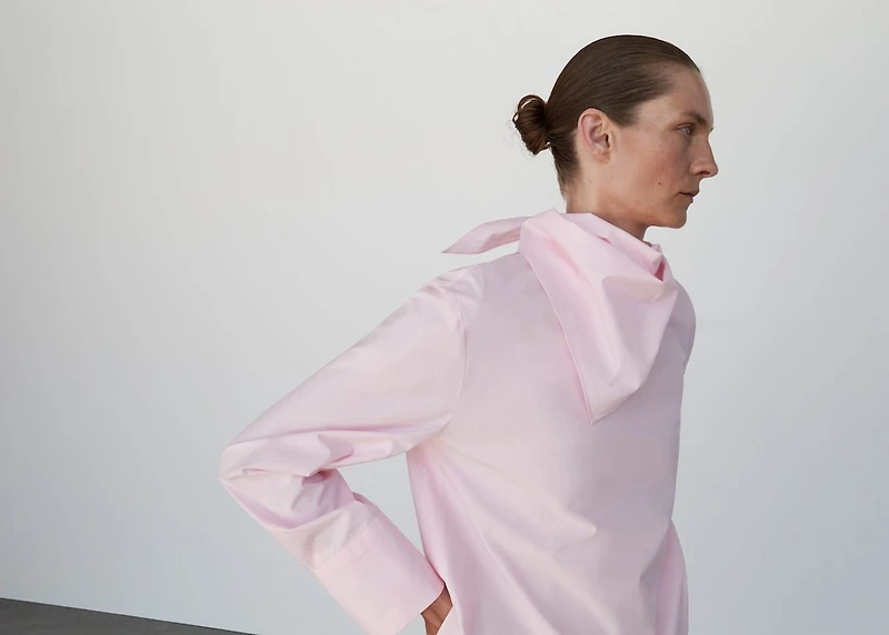 Poplin blouse with handkerchief