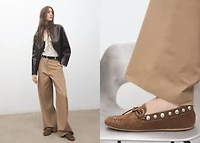 Suede moccasin with studs