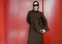 Ruched dress with draped neckline