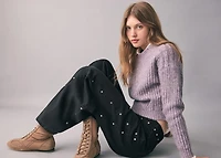 Wide leg jeans with studs