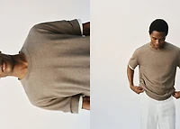 Contrasting cotton-blend T-shirt