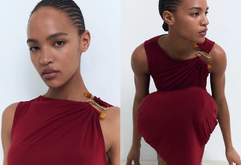 Draped dress with jewel detail