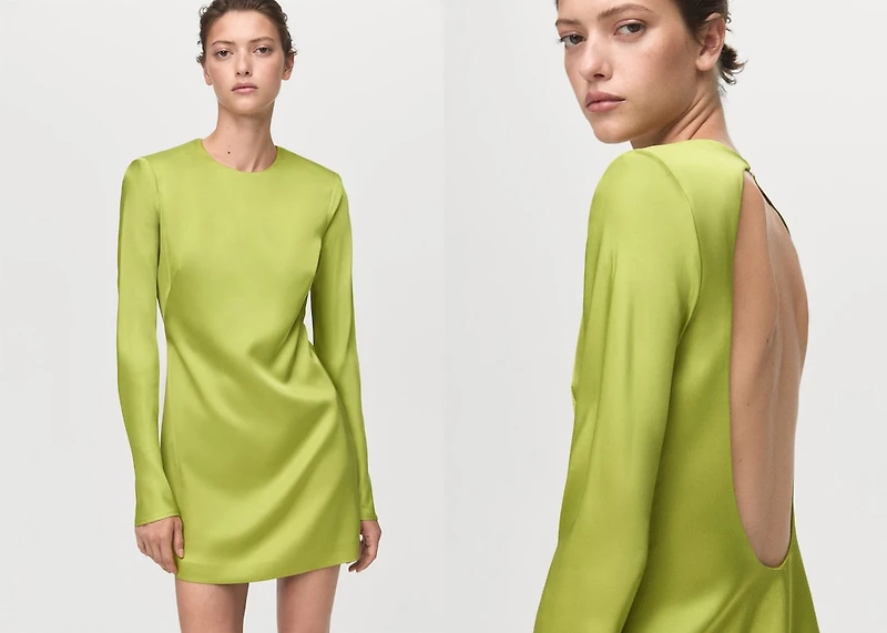 Open-back satin-effect dress