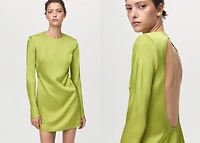 Open-back satin-effect dress