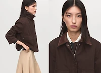 Denim parka with faux-effect collar