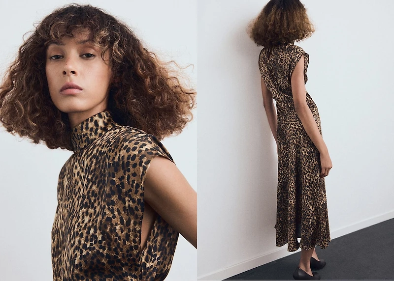 Leopard-print satin dress