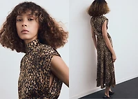 Leopard-print satin dress
