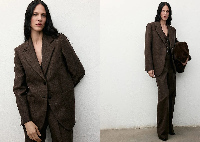 Speckled wool suit jacket