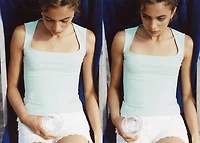 Knitted top with wide straps