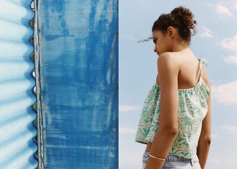 Asymmetric printed top