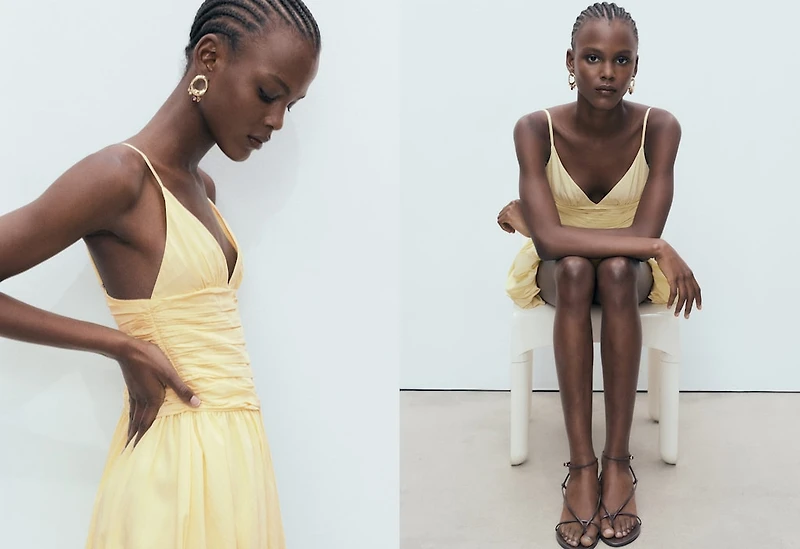 Gathered balloon dress