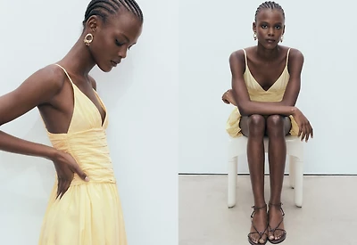 Gathered balloon dress