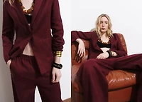 Linen suit blazer with frayed ends