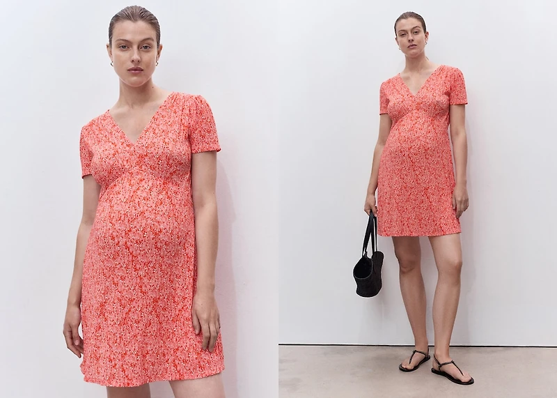 Maternity dress with floral texture