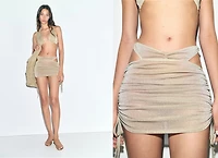 Lurex gathered skirt with cut-out