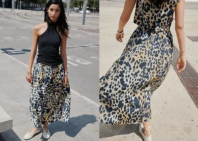 Leopard midi skirt