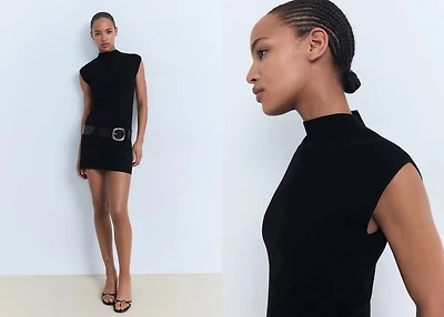 Perkins-neck knitted dress