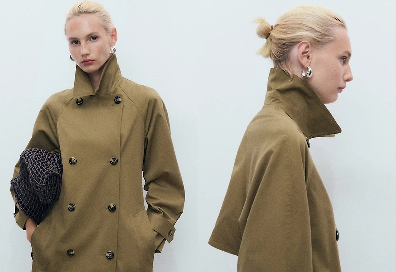Long double-breasted trench coat