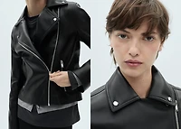 Faux-leather biker jacket