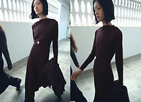A-line dress with asymmetrical neckline
