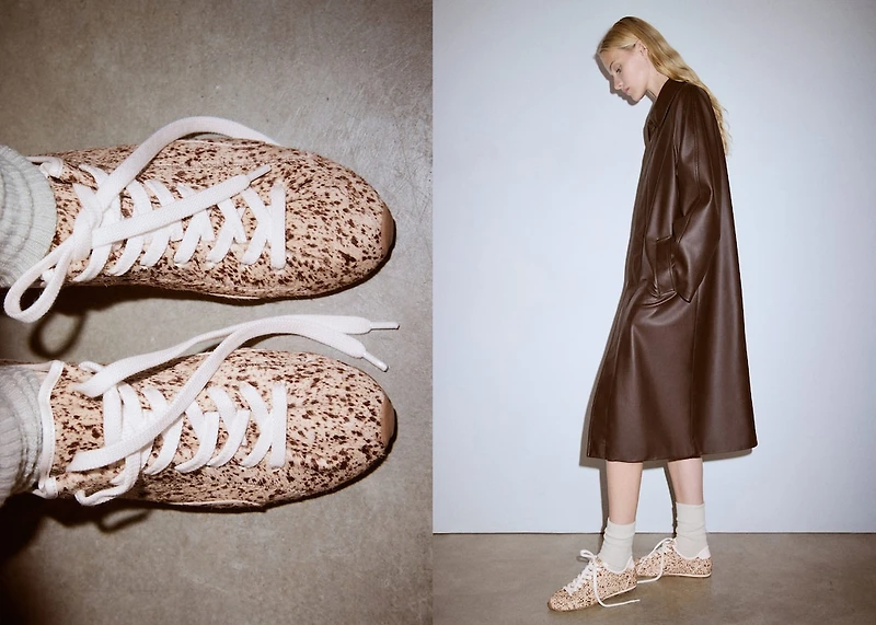 Leather trainers with fleece