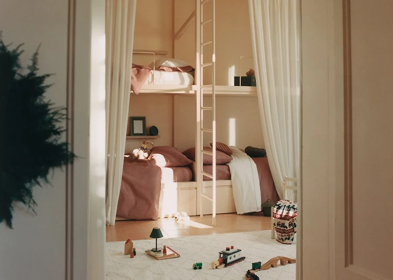 Yarn-dyed gingham-check children's duvet cover for 135/140 cm bed