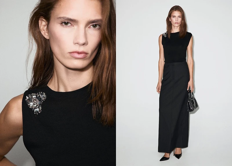 Knitted top with metallic flower