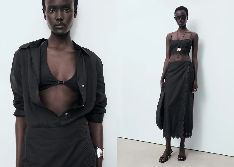 Embroidered cotton skirt