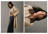 Trench coat with contrasting collar