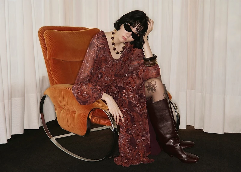 Paisley-print oversized dress