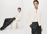 Faux-leather pants with elastic waist