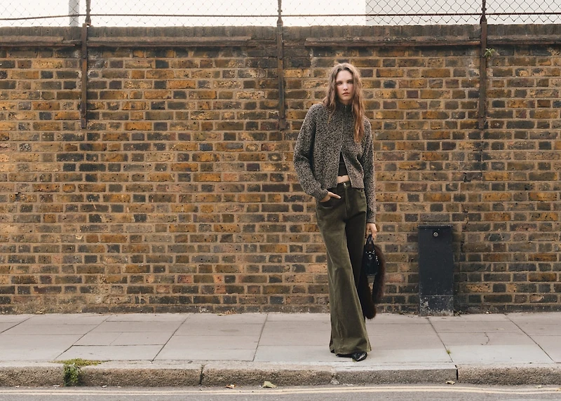 Speckled zip-up cardigan