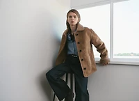 Faux-shearling leather-effect coat