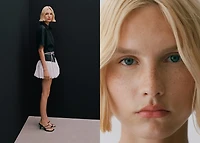 Short sleeve linen-blend shirt