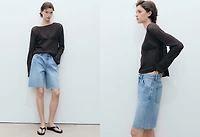 Frayed hem denim shorts