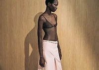 Cotton midi-skirt with pleat detail